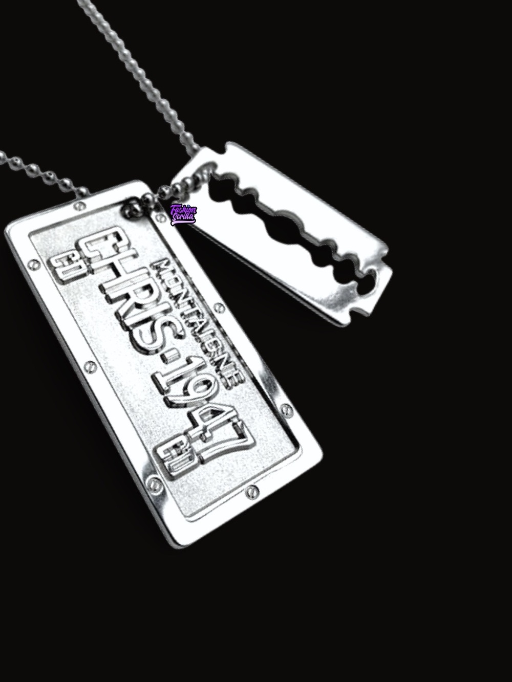 Dior John Galliano 2000s Archive Runway Ball Chain Razor Blade Dog Tag Necklace
